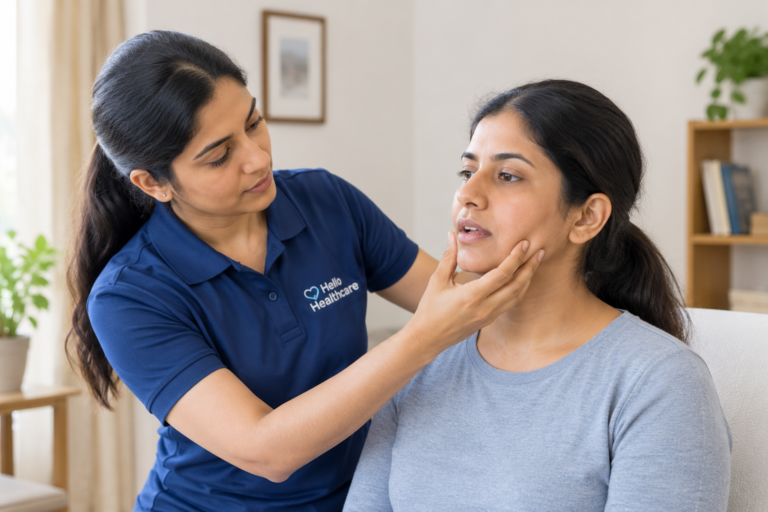 physiotherapist assessing jaw pain and TMJ movement